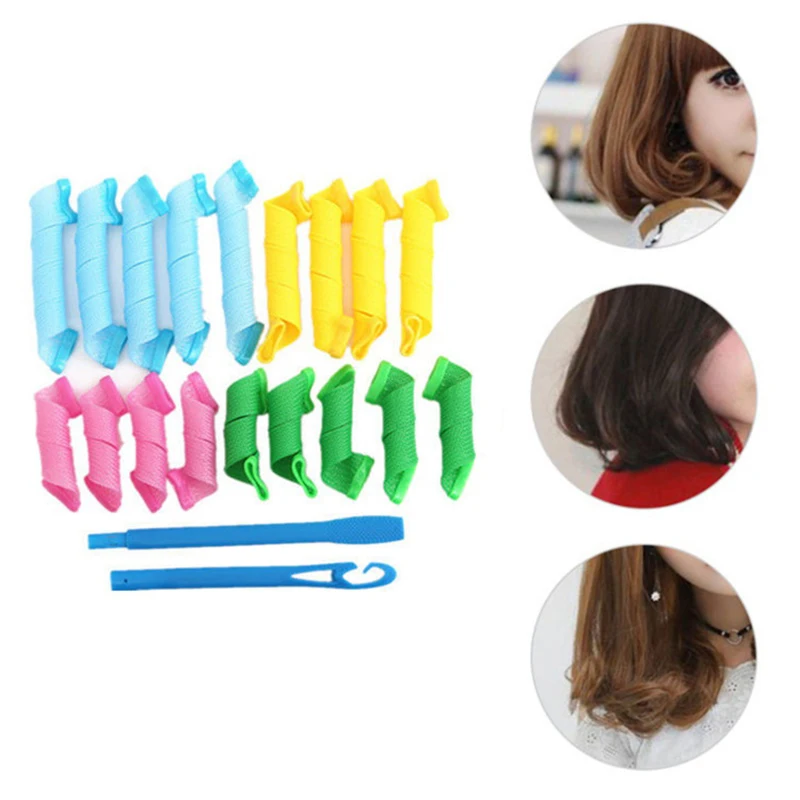 18pcs Heatless Hair Curlers Set Create Bouncy Spiral Curls Without Heat Damage Safe Easy To Use Hooks For Effortless Styling Kit