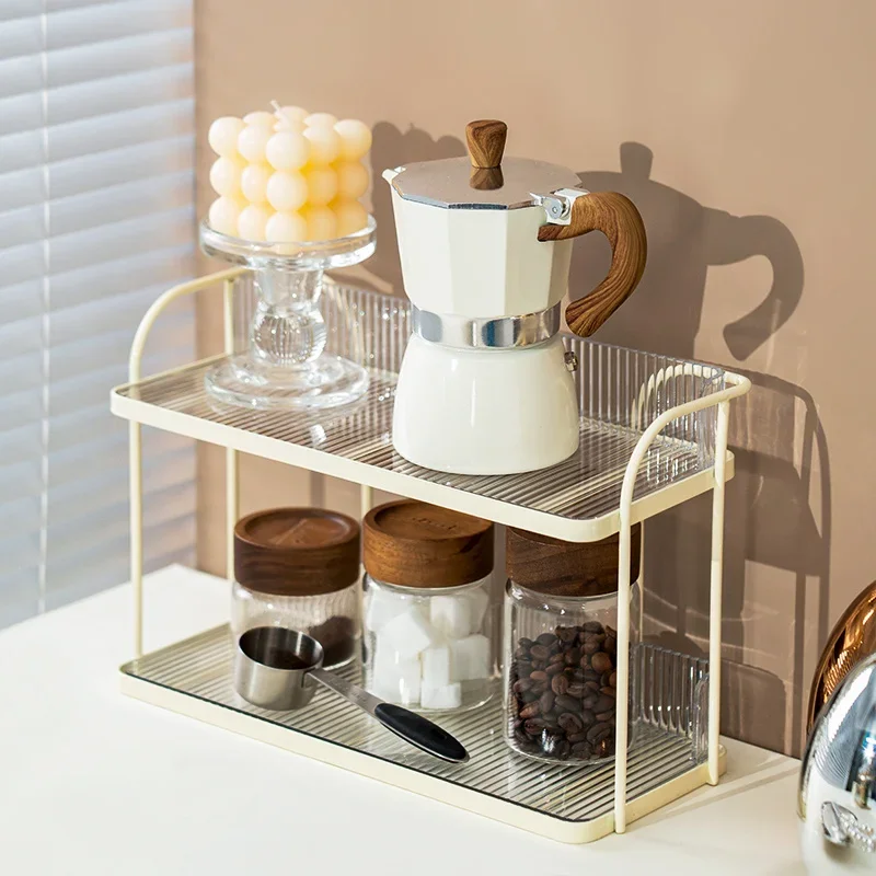 

Modern Home Spice Rack Multi-functional Storage Items Double-layer Iron Art Storage Shelves Versatile Scene Kitchen Shelf