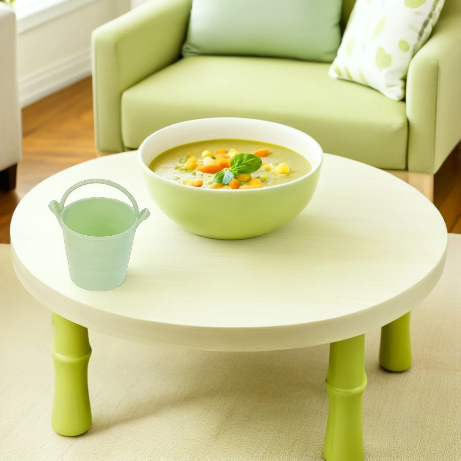 Seaux miniatures pour maison de poupée, 35 pièces, seaux en plastique brillant, poignées, accessoires de jeu de simulation sûrs pour maison de poupée, seaux d'eau en plastique