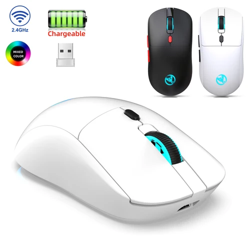 Ratón inalámbrico recargable por USB, Mouse ajustable de 2,4G, 3600dpi, 7 colores RGB, cómodo, para el hogar, oficina, ordenador portátil, Gamer