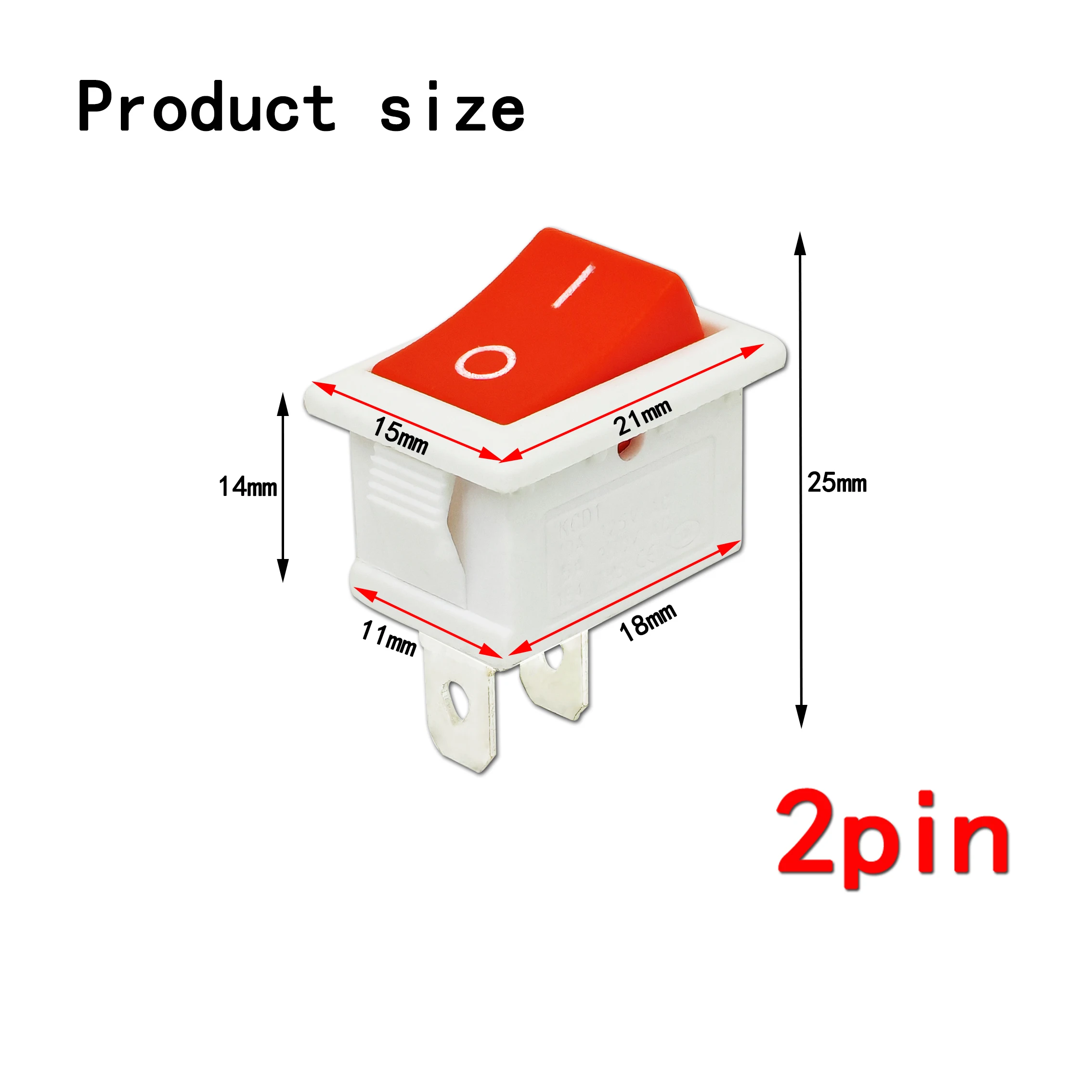 KCD1 Rocker Switch Red Black White Colors 5 Pieces/Wholesale Suitable For Boats And Cars 6A250V/10A125V AC 2 Pins 2 Positions