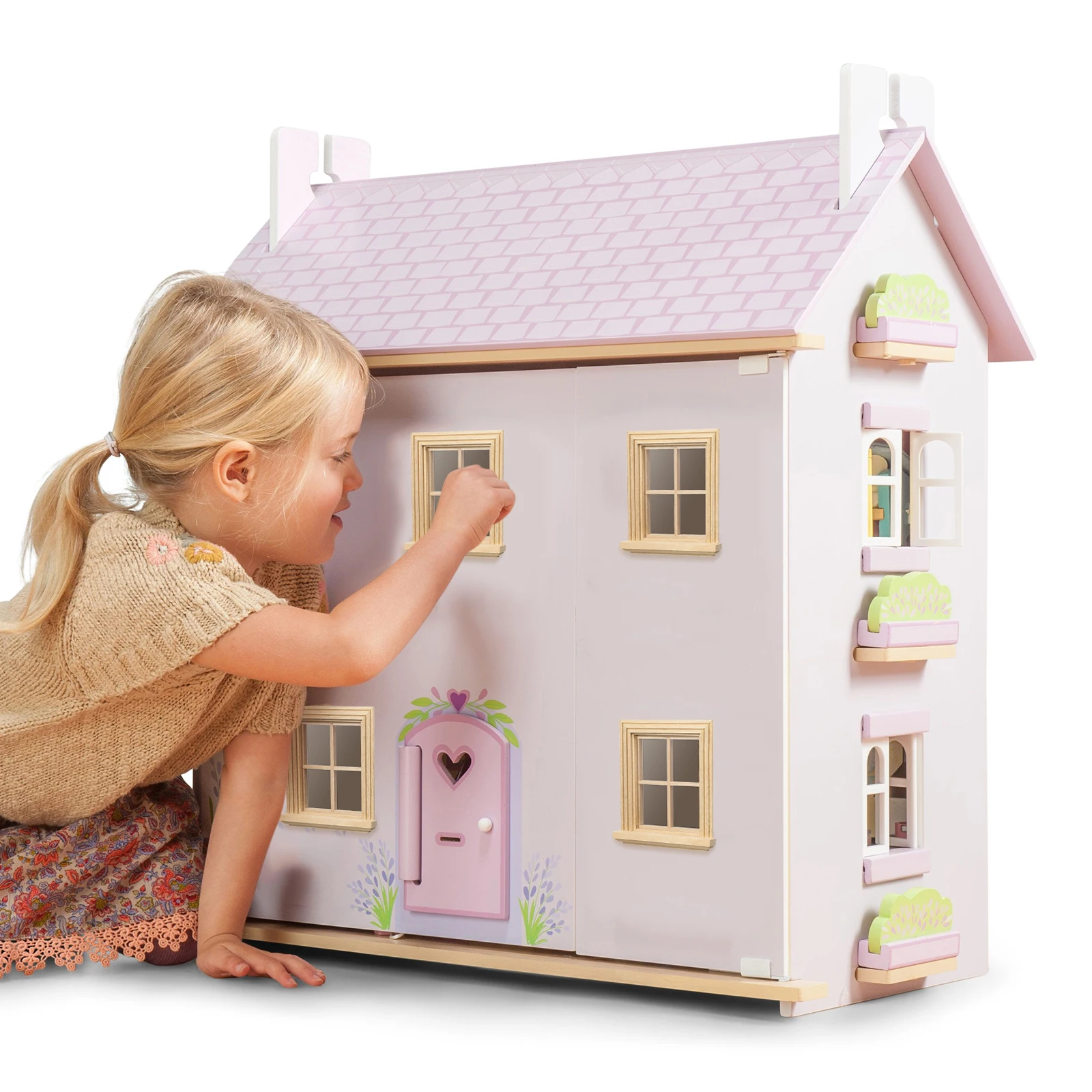 2 Pcs House Windows Wooden Crafts Wooden Windows Miniature Furnitures Model Ornaments Toys 1:12 House Accessories