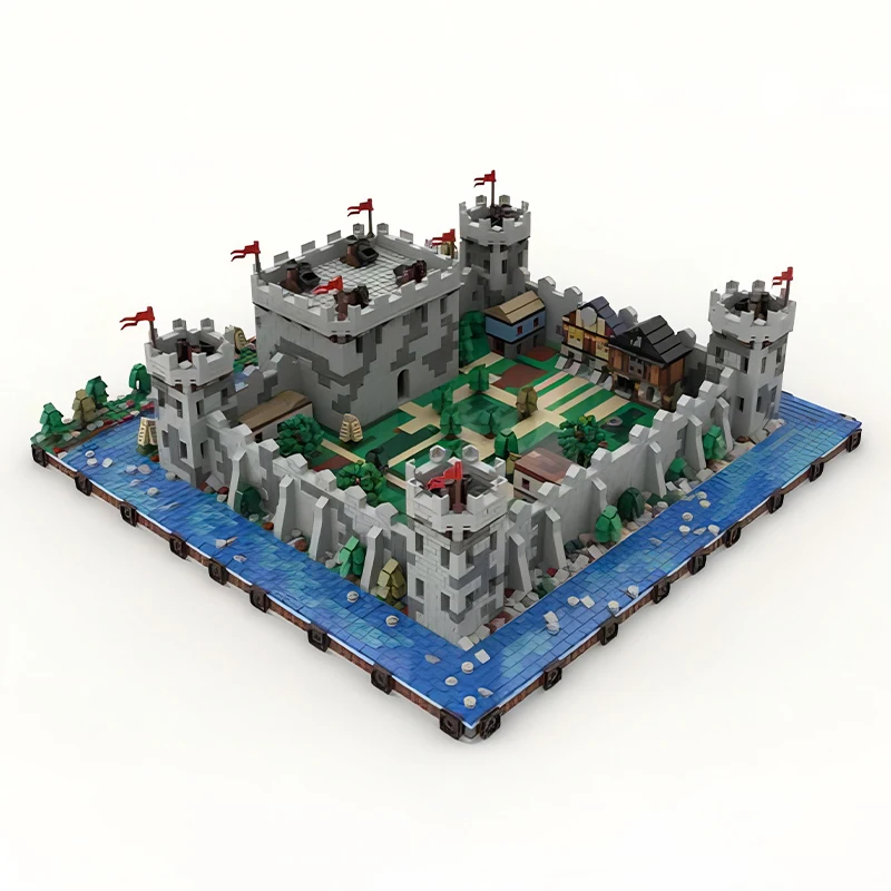 MOC Urban Street View Retro Microscale Castle Diorama Architecture DIY Technology Building Blocks Model Kid's Bricks Toys Gifts