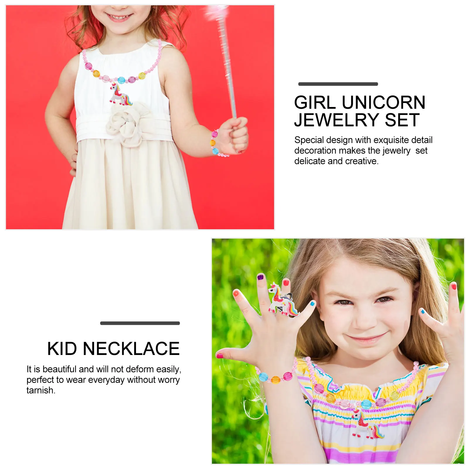 

Children's Jewelry Set Girl Earring Bracelet Kid Necklace Kids for Girls Unicorn Kit