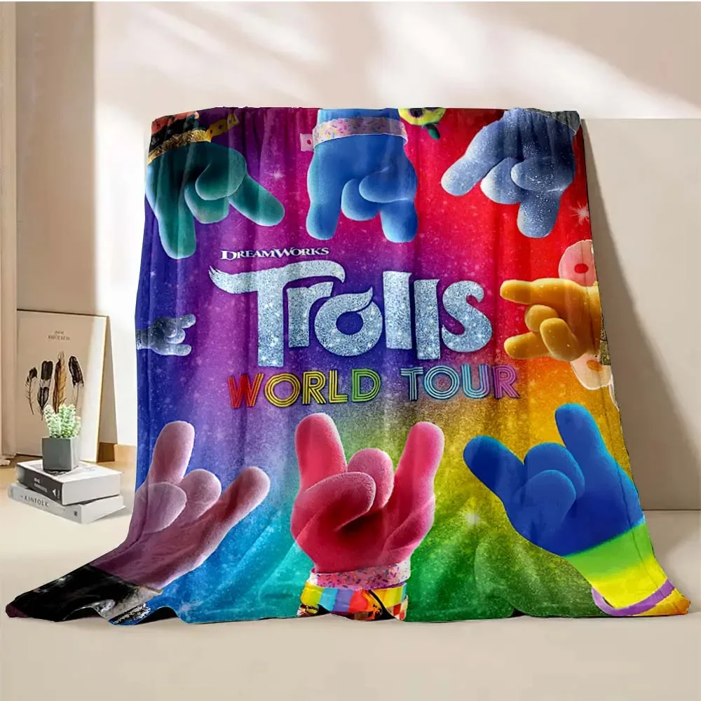 Trolls Band Together Cartoon Blanket Warm Soft Fluffy King Size Throw Kid Adult Sofa Bed Break Blanket Cover Travel Throw Gift