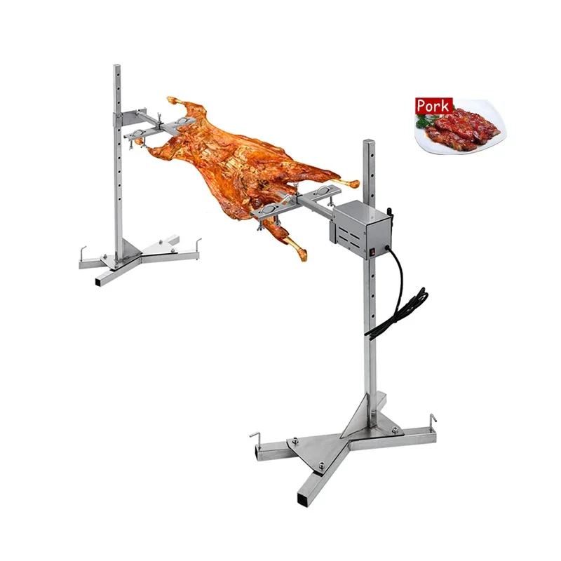 

Home and Outdoor BBQ Barbecue grill 125 lb with Adjustable height Stainless steel Charcoal Lamb chicken Roastier Machine