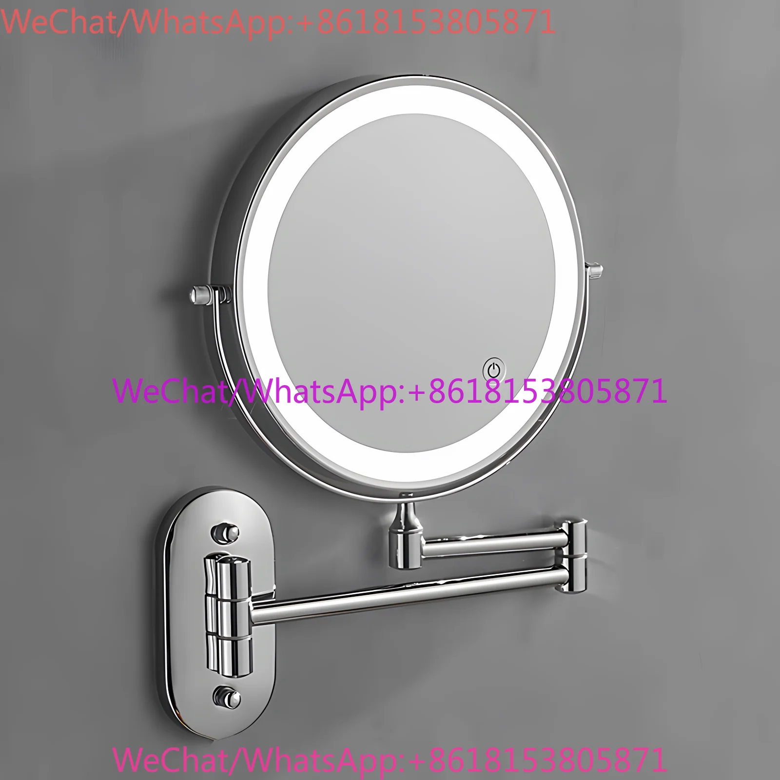 8-Inch Wall-Mounted Makeup Mirror LED Bathroom Mirror with Light, Large Double-Sided Folding