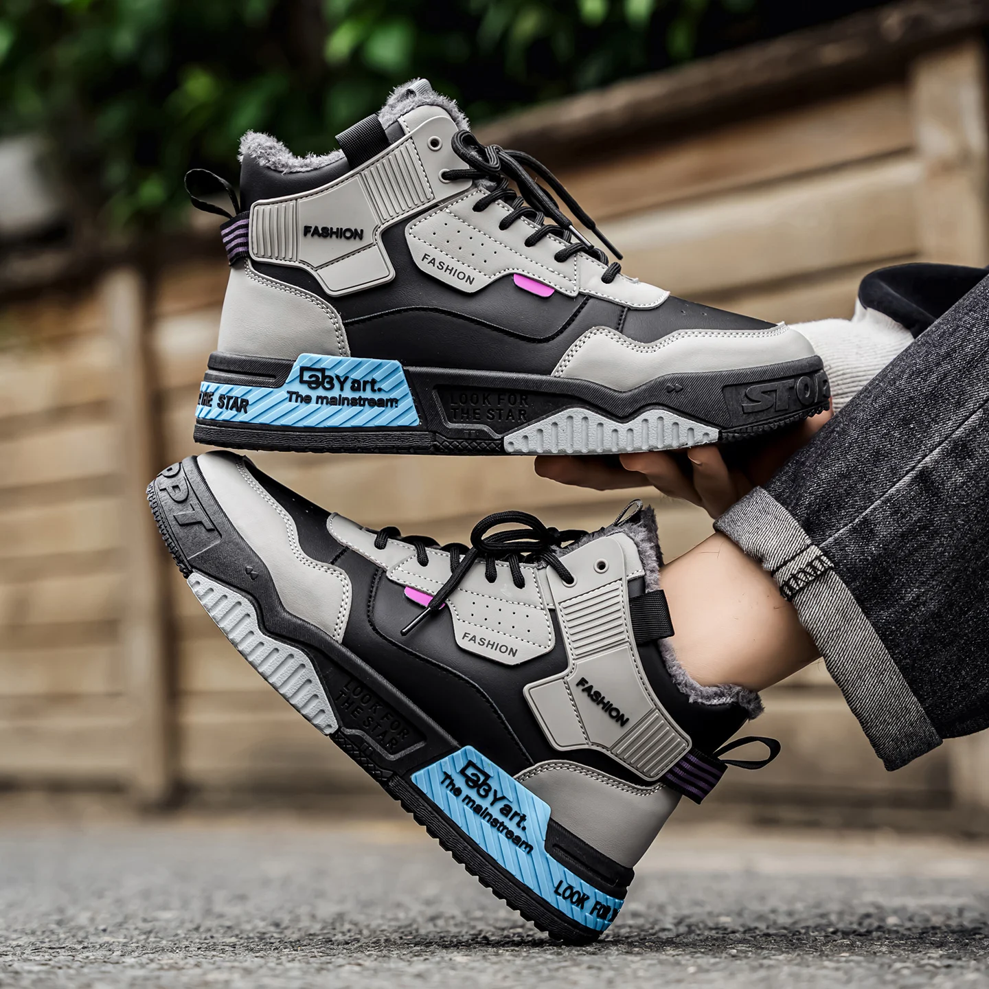 

Men's Winter High-top Platform Snow Boots Fleece-lined Thickened Warm Casual Student Sports Cotton Shoes