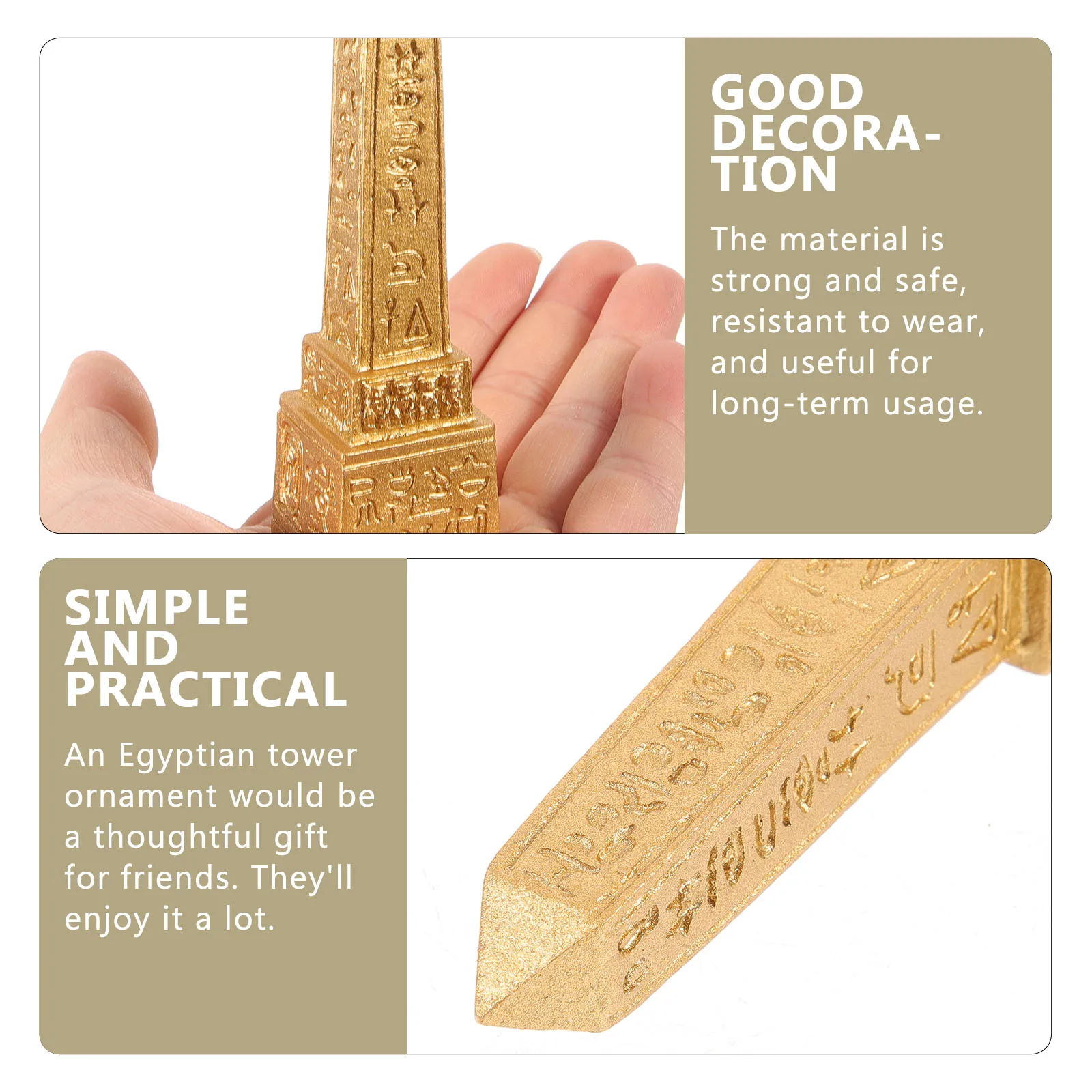 

2 Pcs Decoration Realistic Obelisk Ornament Egypt Statues Desktop Figurines Home
