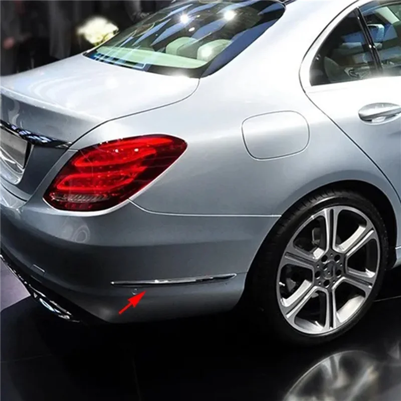

4X Rear Bumper Lip Spoiler Chrome Trim For Mercedes Benz C-Class W205 C180 C200 C250 C63AMG A2058850521 A2058850621