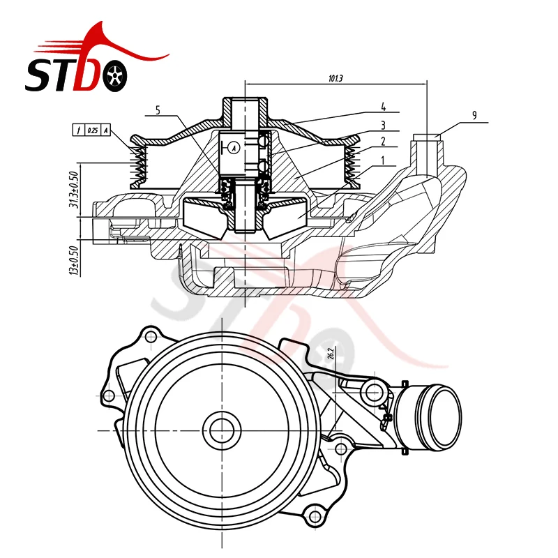 STDO Water Pump LR033993 for Land Rover LR4 Range Rover Sport Jaguar XE XF XJ XK F-Pace S 3.0L 5.0L