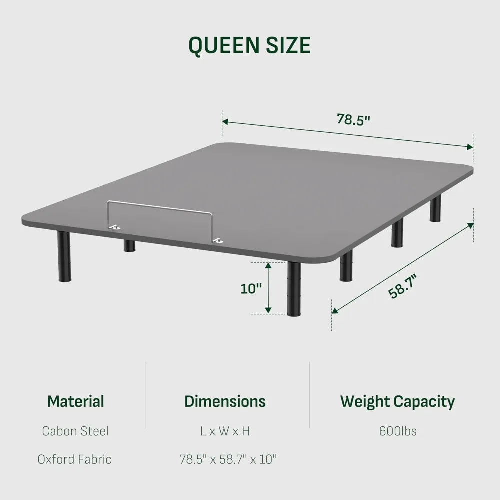 Verstellbarer Bettrahmen in Queen-Size-Größe, elektrische Basis mit verstellbaren Bettbeinen, Tagesdecke aus Oxford-Stoff, Fernbedienung