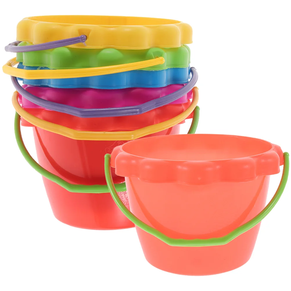 6 Pcs Beach Toy Bucket Water Play Sand Tool Portable Buckets Brining Small Ice Playing with Baby