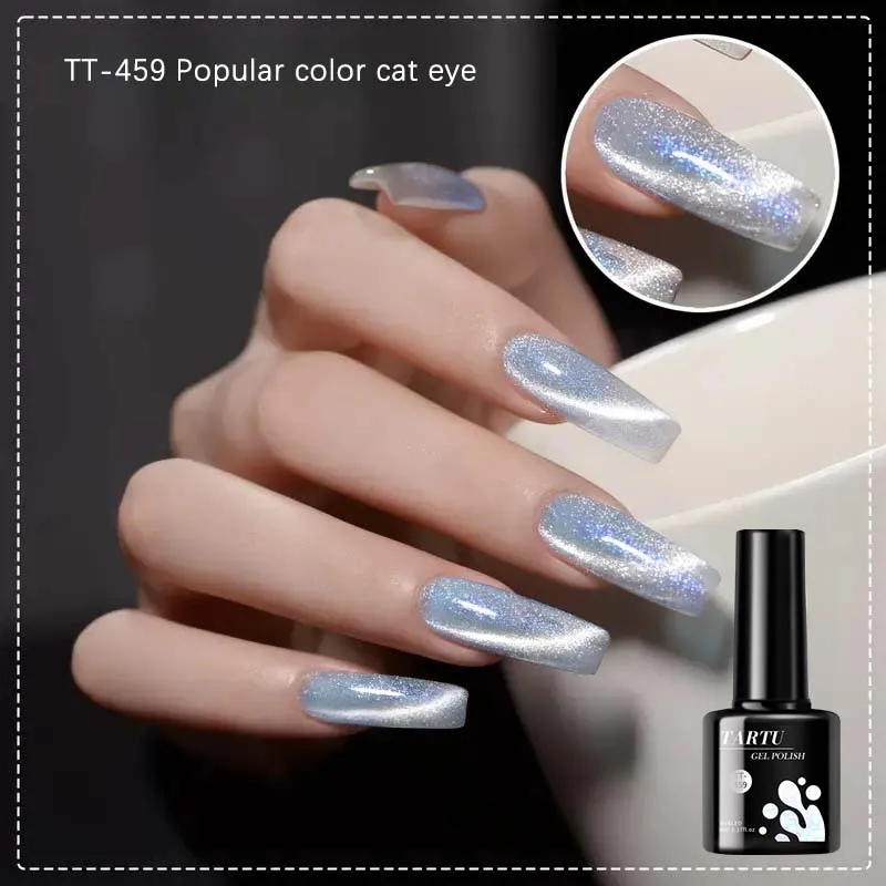8ML Magnetic Cat Eye Gel Nail Polish Green Blue YellowCrystal Glassy Romantic Soak Off UV LED Gel Moonlight for Holiday DIY Art