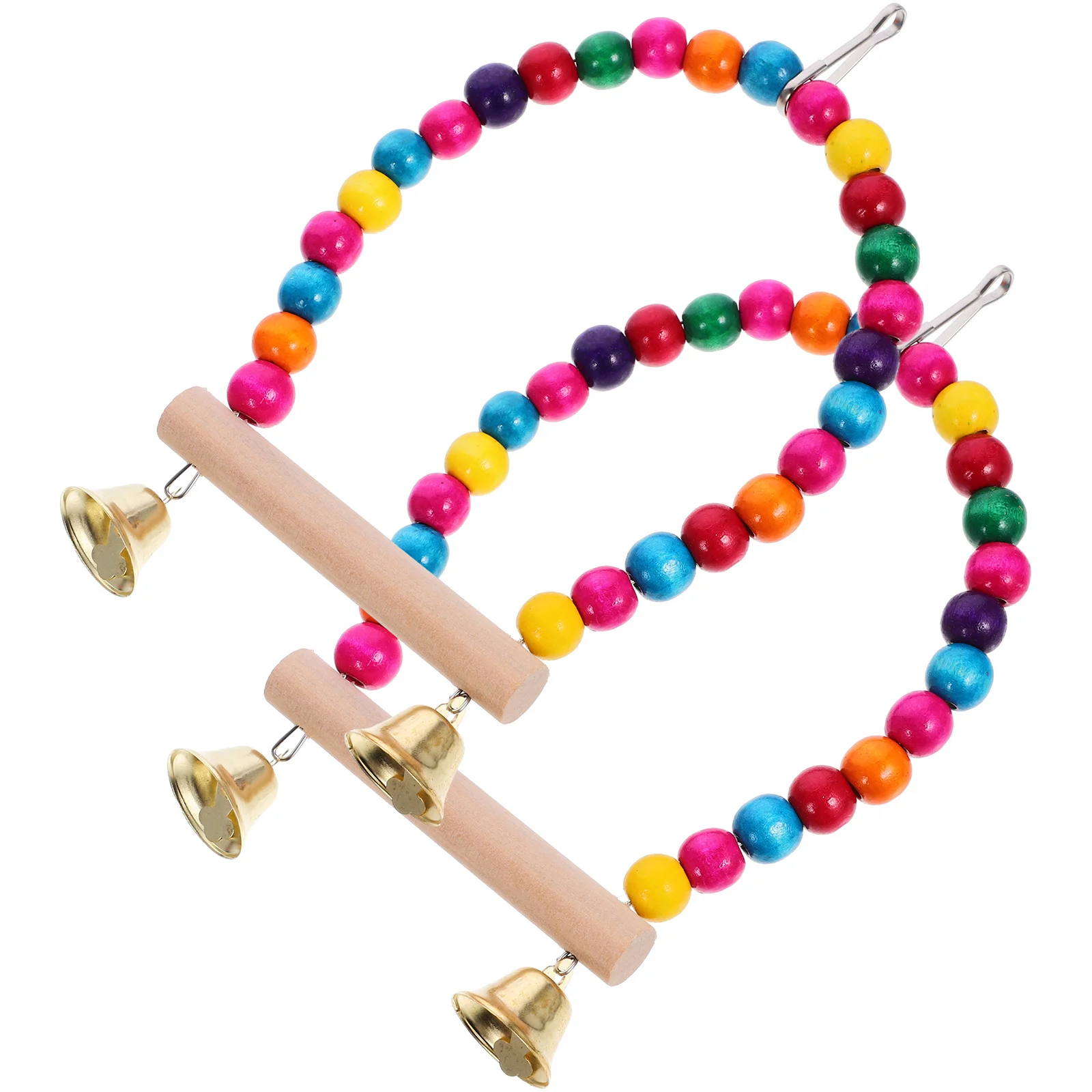 

2Pcs Bird Chewing Swing Wood Parrot Perch Stand Cage Hanging Parakeet Balance Training Stand Cage Decor Funny Funny Parrot