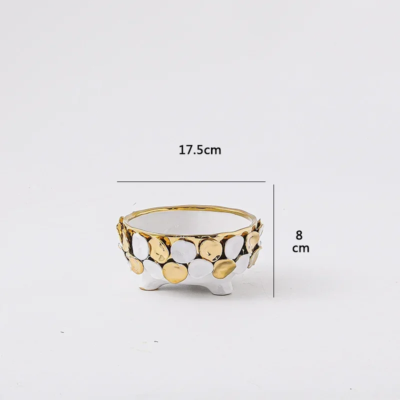 2026 Unique Ceramic Vase Geometric Gold Leaf Relief Electroplated Gold Hand Applique Flower Vase Flower Pot Home Decoration Acce