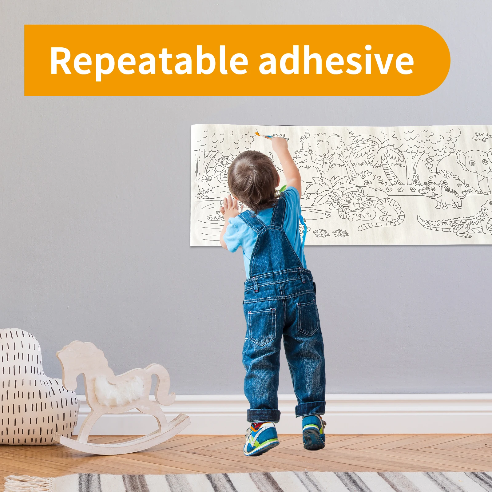 Extra Large 2*0.3m Children's Drawing Scroll, 12 Color Pencils, Wall-Mountable, 4-8 Years, Early Learning, Painting Gift