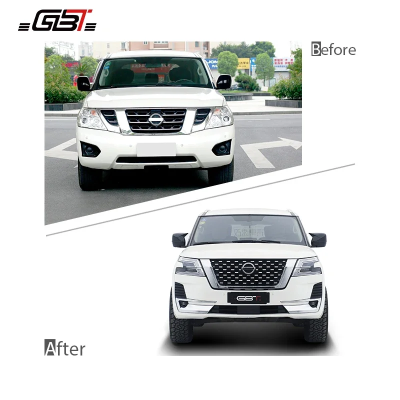 for  GBT Y62 Patrol Kit Car Modification Bodykit For 2010-on Nissan Patrol Y62 Upgrade Headlight Grille Bumpers