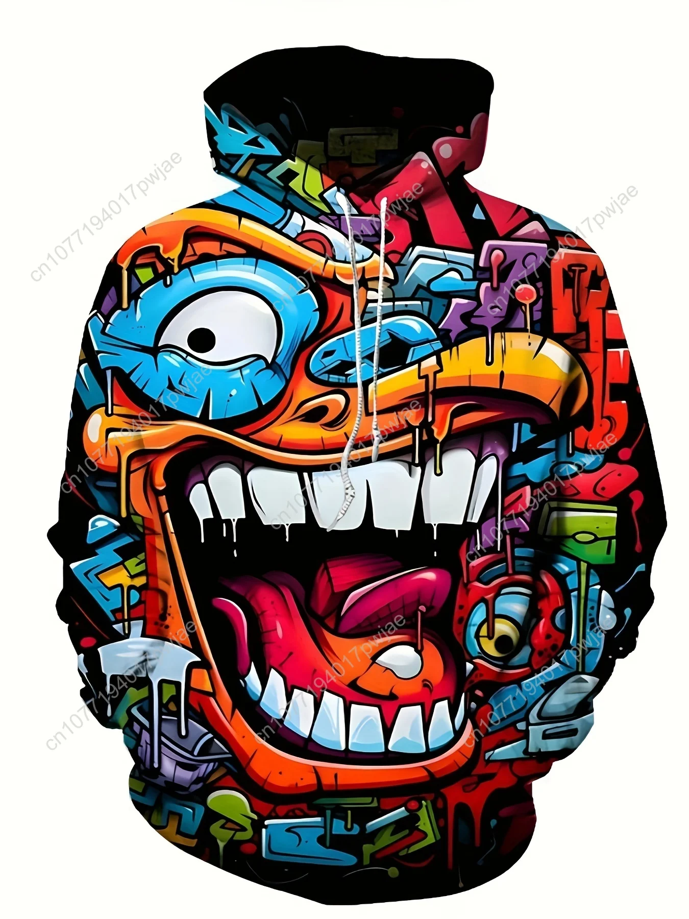 Moletom com capuz masculino plus size, manga comprida casual estilo esportivo fantasia abstrata hiphop estampa facial moletom com capuz