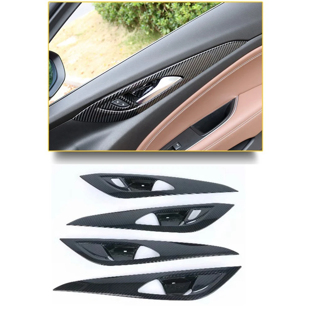 For Buick Regal 2017 2018 2019 Carbon Fiber Car Inner Door Handle Bowl Cover Trim Frame Decor Sticker Accessories,4PCS