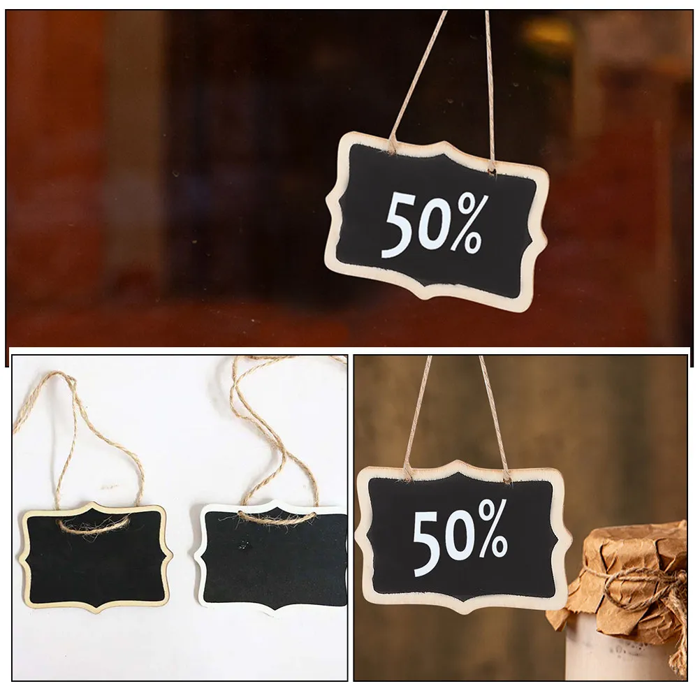 

20Pcs Small Wooden Blackboard Signs Reusable Message Board for Tabletop Display Kitchen Menu Board Home Office Decoration