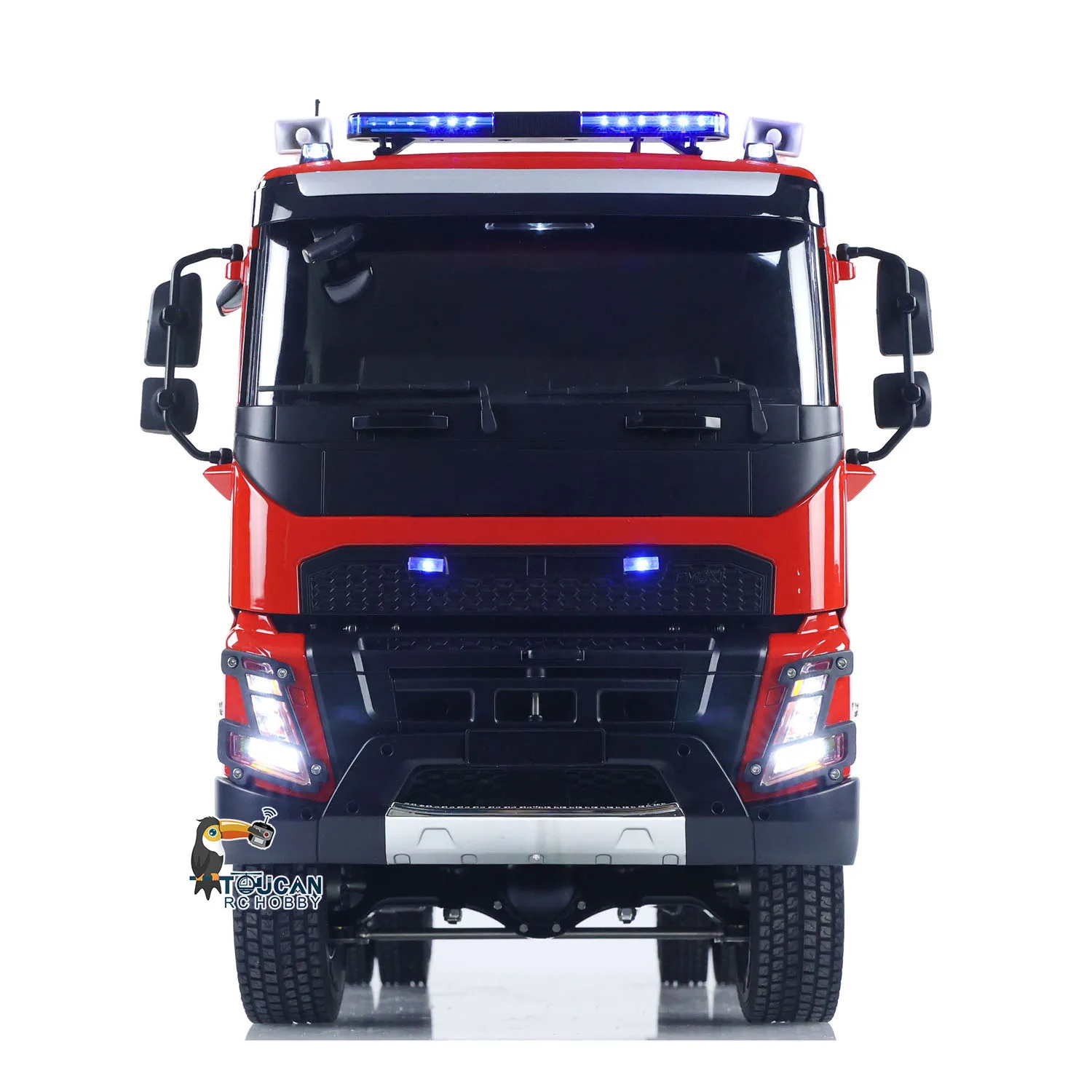 

1/14 RC Fire Fighting Truck RTR Radio Controlled Car Model VO FMX AWD 2Speed Metal Gerabox Axles Water Spraying Electric Vehicle