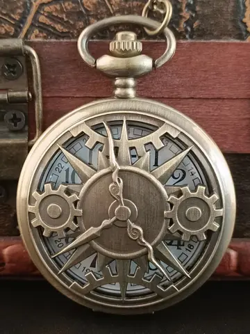 Vintage bronze gun skull defending freedom Second Amendment military quartz necklace Pocket watch pendant for men Halloween Chr