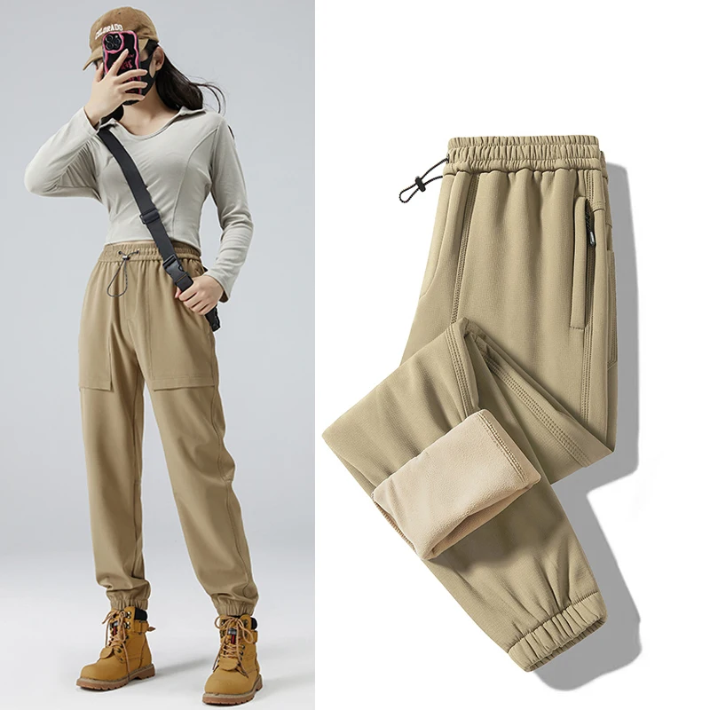 

Утепленные флисовые рабочие брюки для мужчин, повседневные свободные ветрозащитные теплые осенне-зимние брюки в американском стиле, карго-брюки