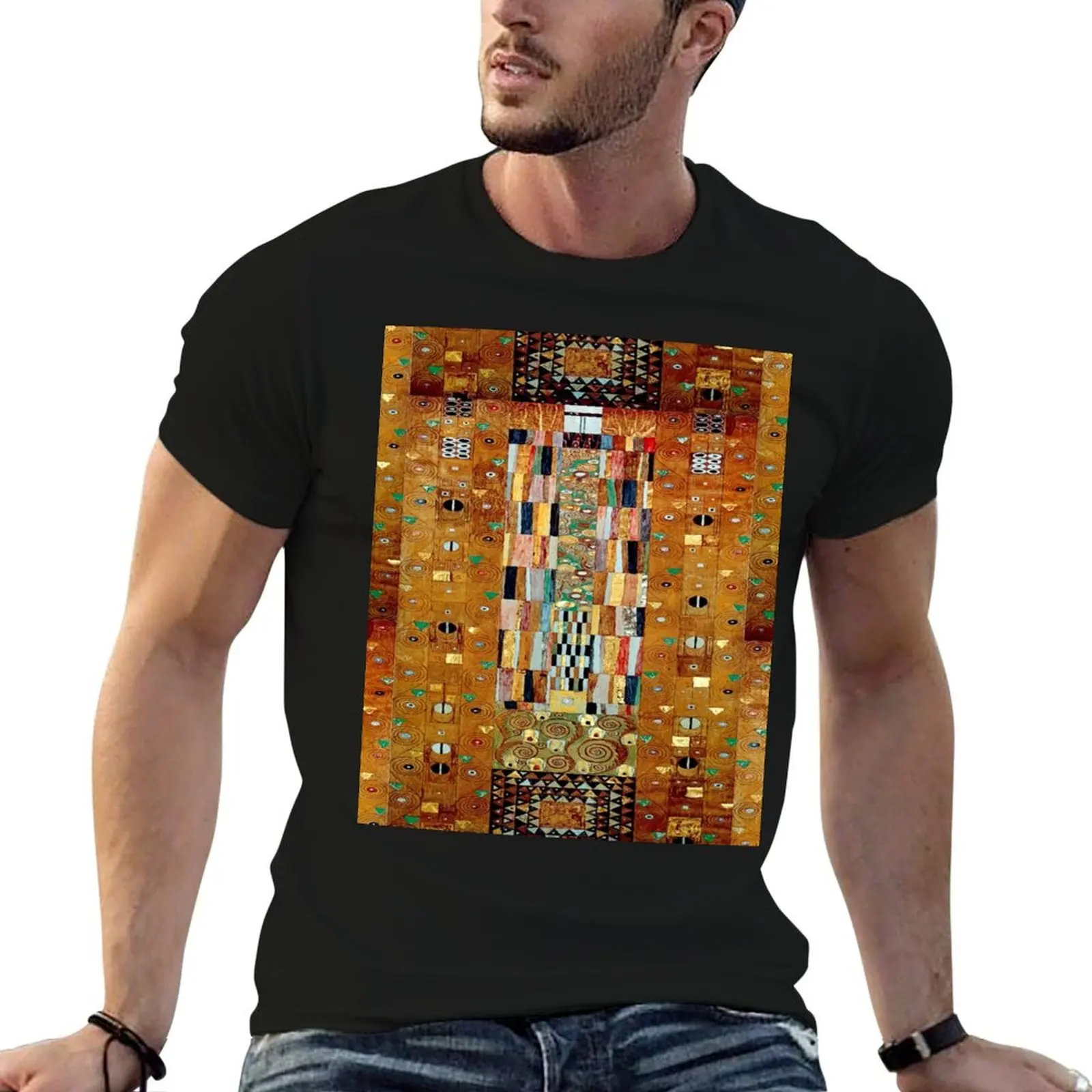 Футболка Gustav Klimt The Knight Mosaic (Stoclet Frieze) в стиле ар-нуво, свободного кроя, большого размера, повседневная.