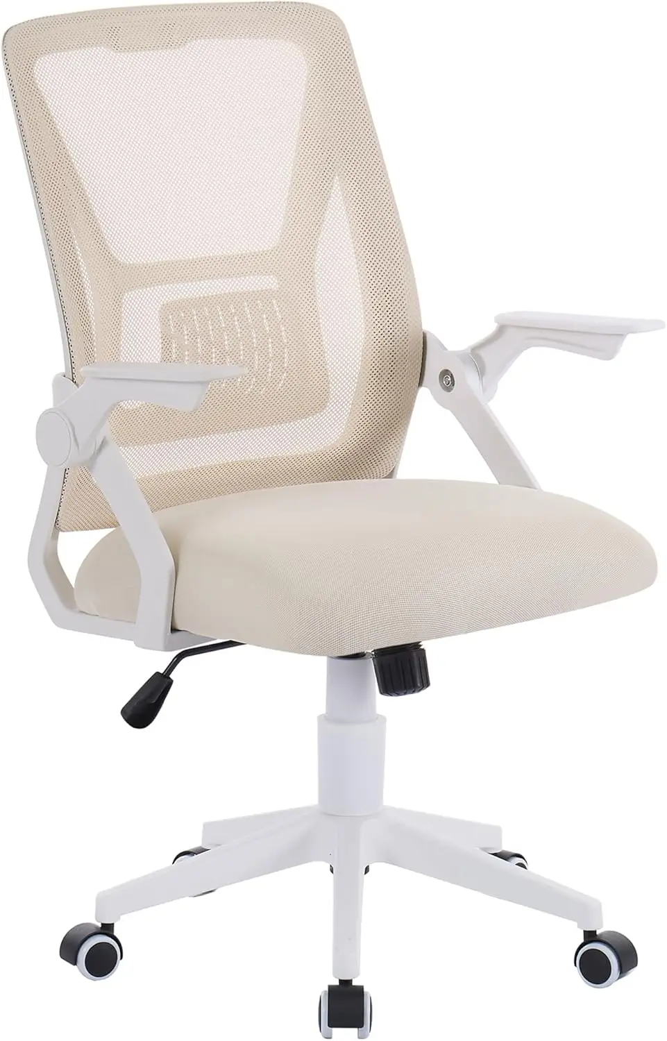 

Mid-back Swivel Ergonomic Office Chair with Adjustable Arms Mesh Lumbar Support for Computer Task Work, Beige