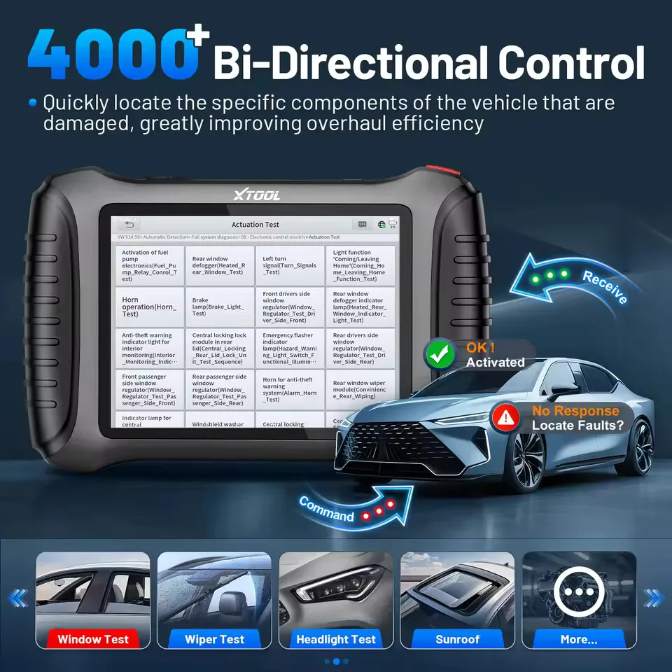 XTOOL IP900 نظام كامل أدوات تشخيص السيارات السيارات ثنائي الاتجاه الماسح الضوئي ECU الترميز 41 إعادة تعيين CANFD DOIP FCA