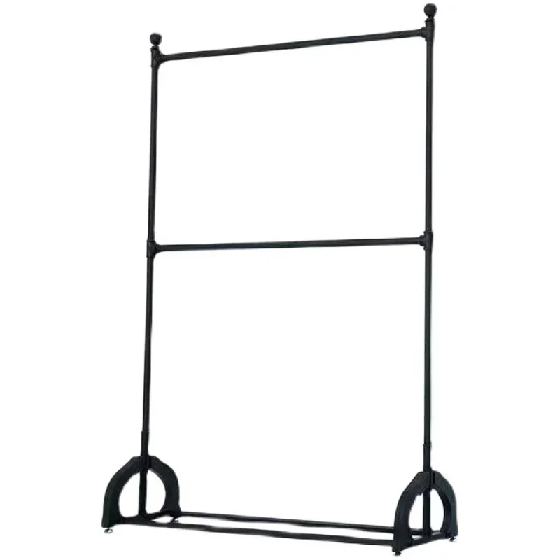 Clothing Store Display Rack, Double-Layered, Adjustable, Floor-Standing Model.