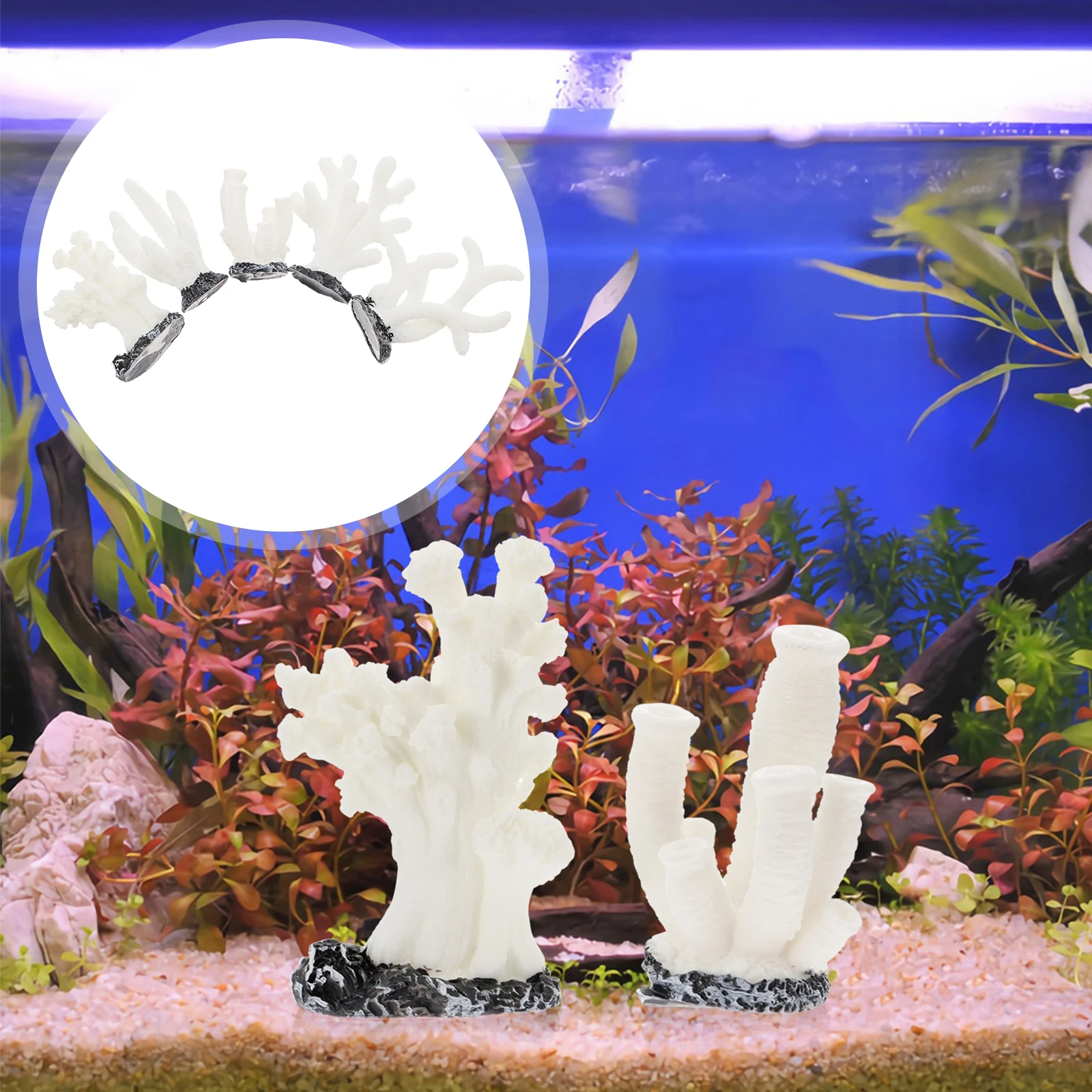 

5pcs Sculpture Ornaments Simulation Plants Fish Tank Decor Aquarium Coral Landscape Supplies Artificial Fish Tank for Aquarium