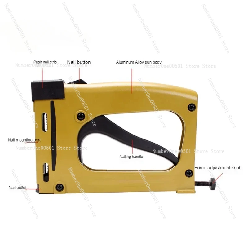 Furniture Interior Decoration Manual Nail Gun Leather Product HM515 Tools with 1000PCS, 5x15MM