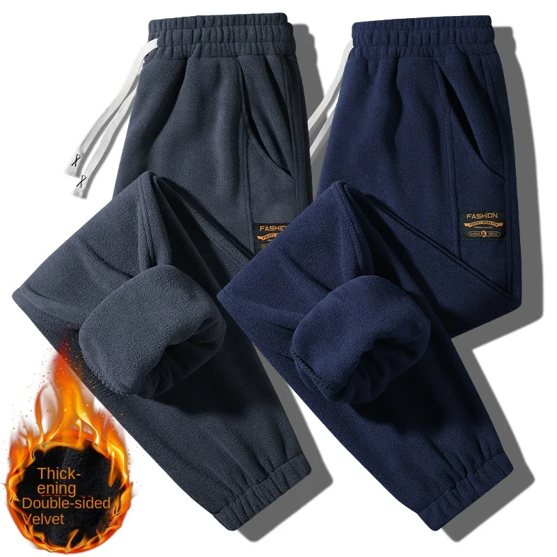 

2025 New Winter Fleece Composite Lamb Fleece Pants for Men Trendy Brand Thickened Plush Casual Pants for Men Warm Cotton