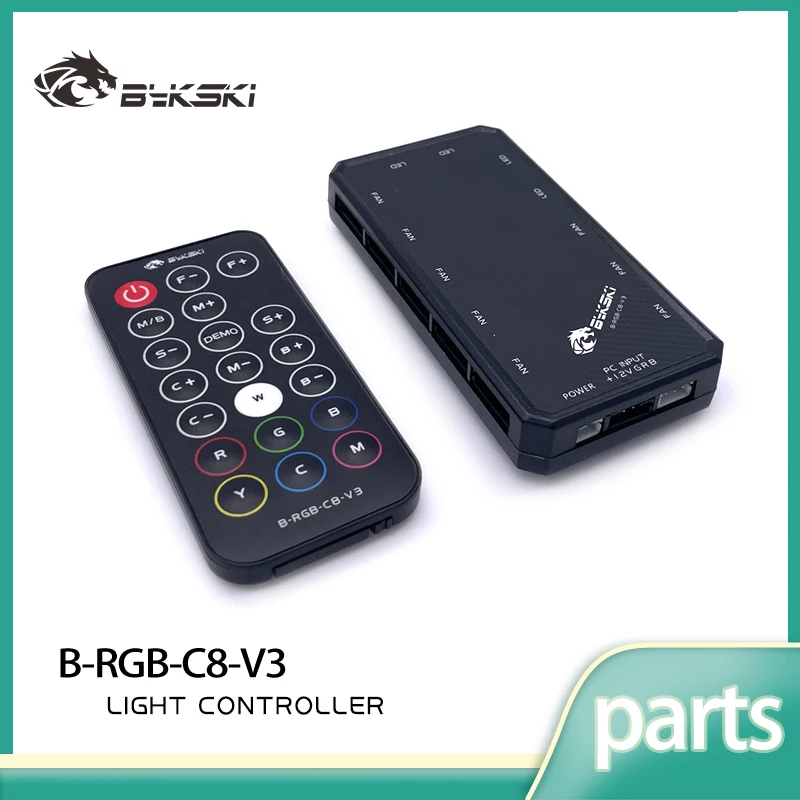 Bykski RGB (12v 4pin) Lighting System 8+4 Interfaces Controller for Bykski's RGB Lighting Supports Motherboard SYNC B-RGB-C8-V3