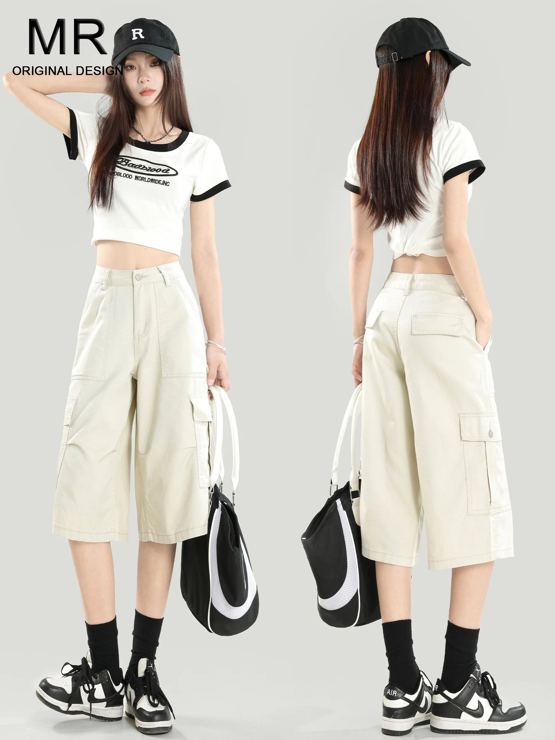 

High Waist Loose Fit Slimming Thin Denim Shorts Women's Summer New Style Casual Wear Seven-Foot Pants Multi-Pocket Jeans