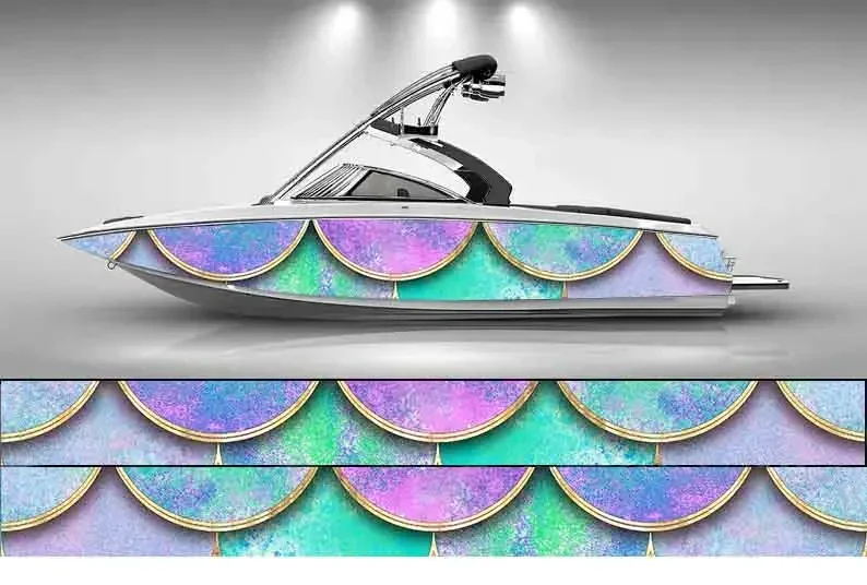 

Gorgeous Scales Colorful Gradient Charming Cool Boat Sticker Vinyl Ship Pontoon Deck Boat Fishing Decorative Pontoon Boats Decal