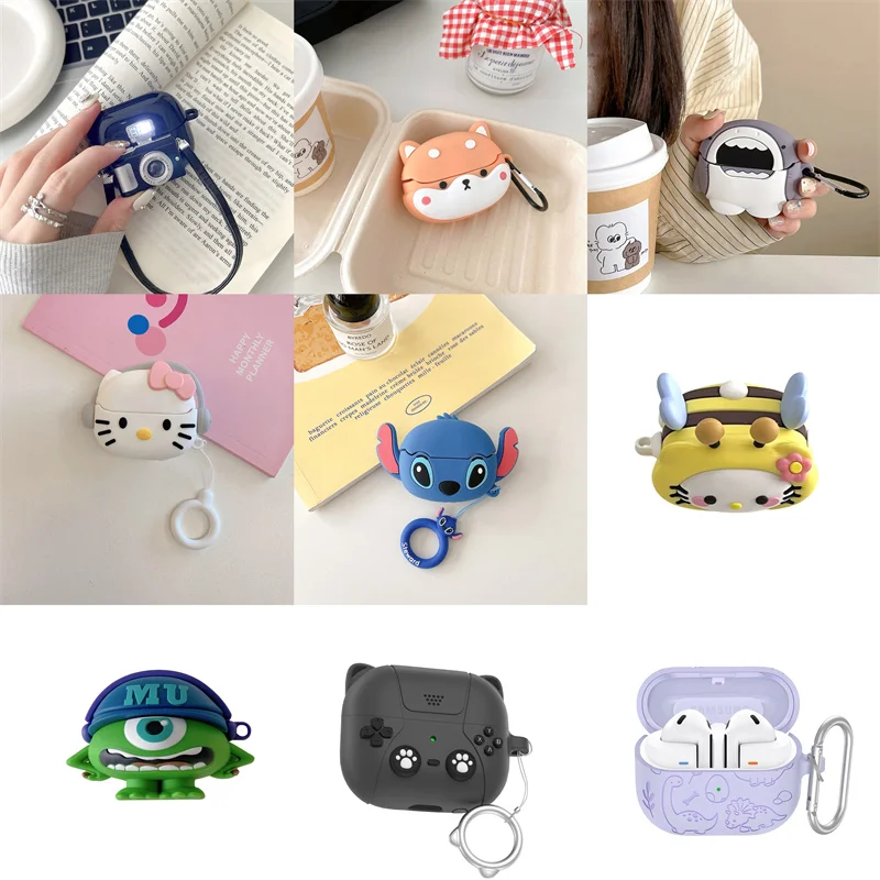 

3D Cartoon Silicone Case for Samsung Galaxy Buds3 Wireless Earphone Protective Cover for Samsung Galaxy Buds3 Pro with Hook