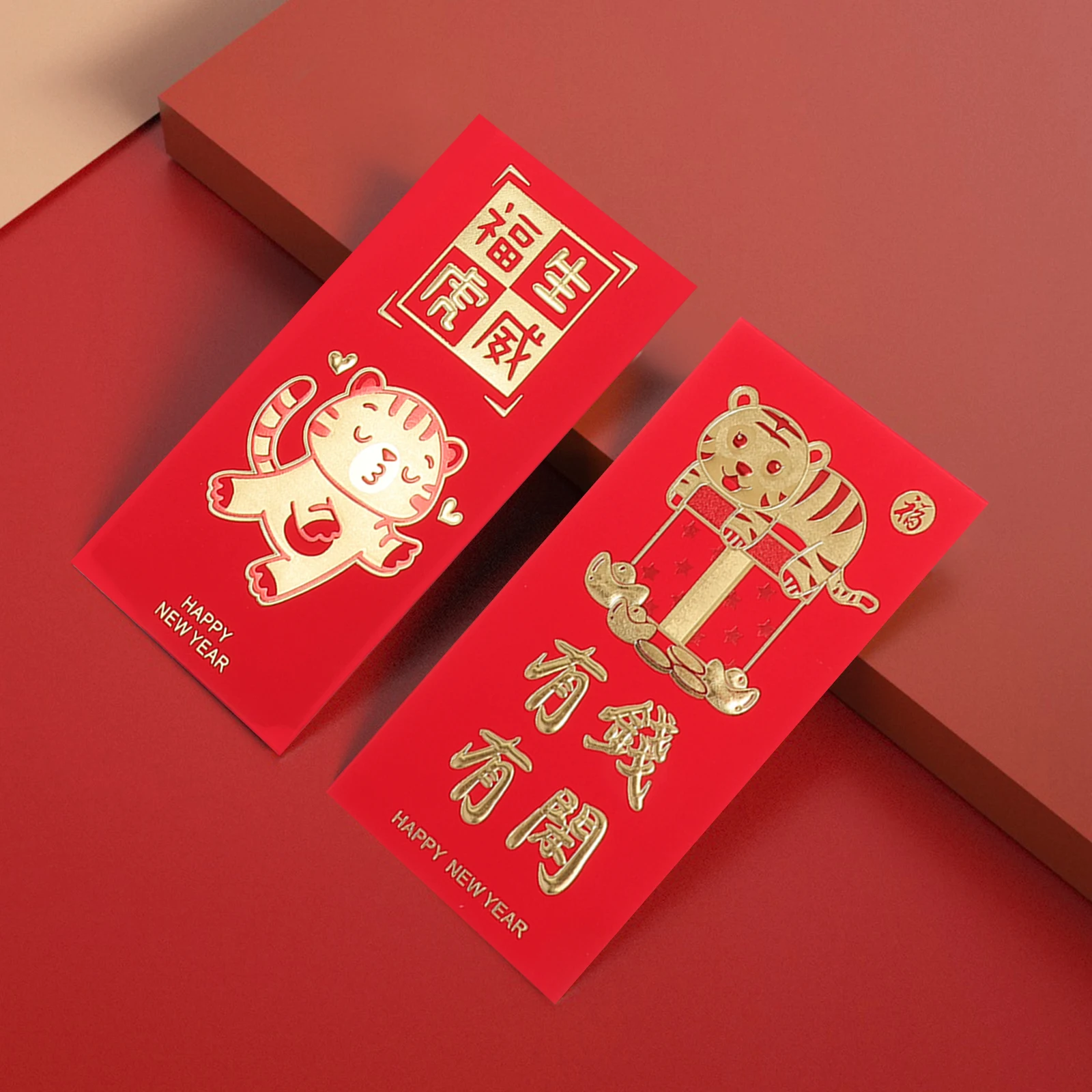 

48Pcs Red Envelopes Tiger Year Style Creative Gift Bags for Chinese New Year Money Storage Decorative Red Packets