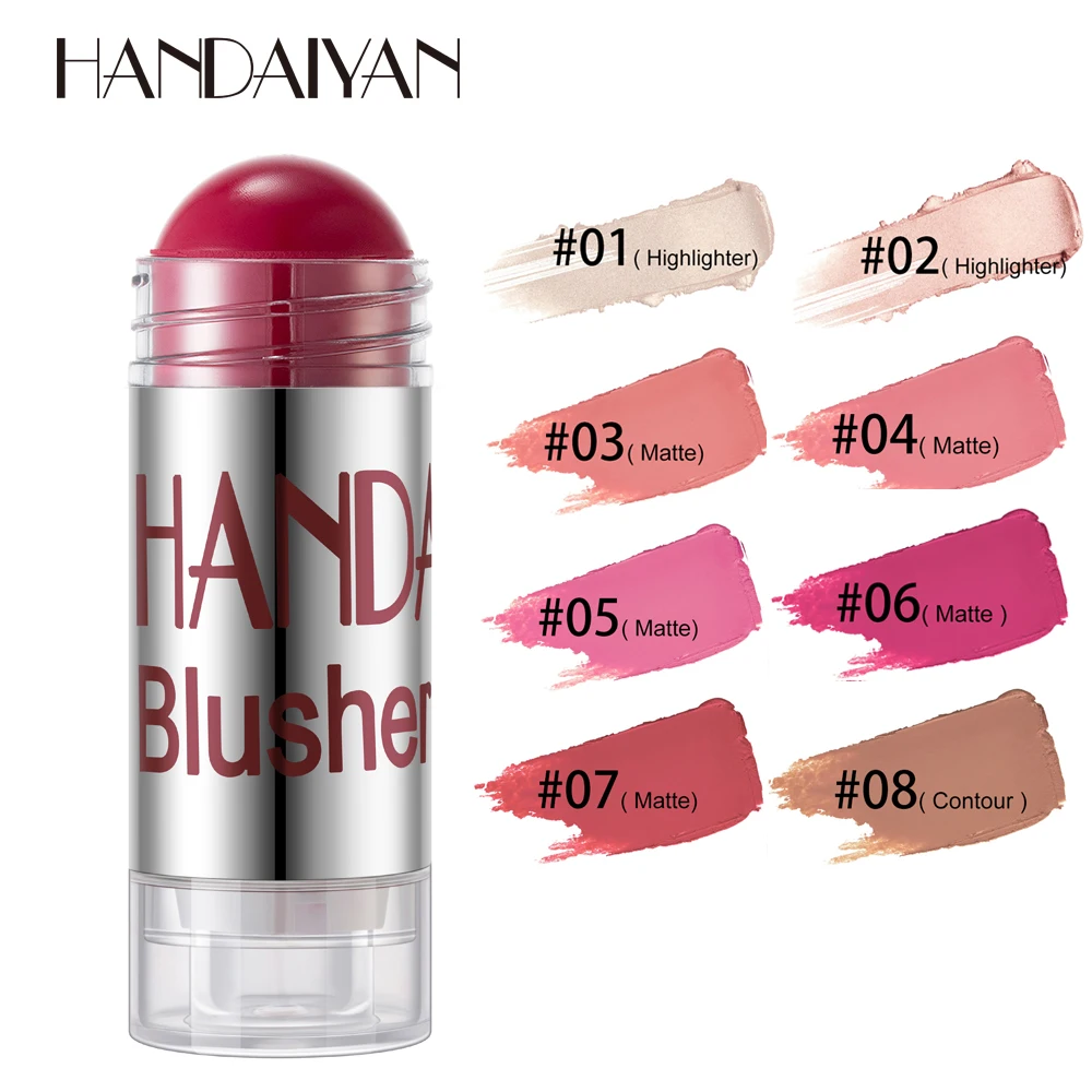 HANDAIYAN แต่งหน้า Shimmer Contour ครีม Cheek Blusher ครีมแต่งหน้า Blush Stick Face เครื่องสำอาง Brighten Pink Peach Blush Make Up