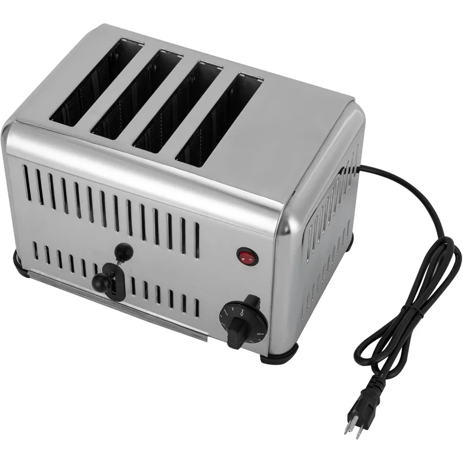 محمصة خبز 4 شرائح مع فتحات واسعة للمطاعم والاستخدام المنزلي بقدرة 1650 وات من الفولاذ المقاوم للصدأ ماكينة خبز الخبز المنبثقة على سطح الطاولة الذكية