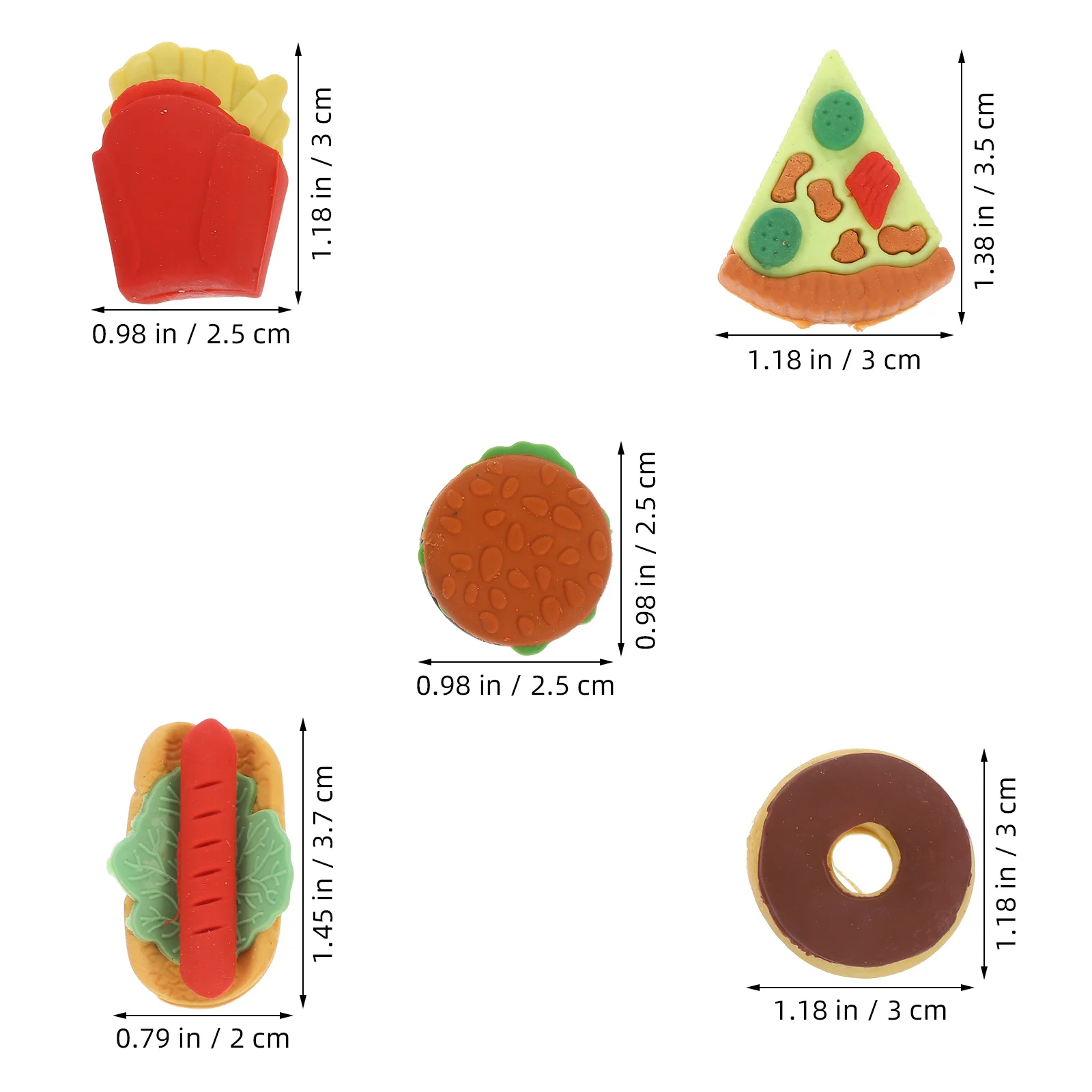 50 قطعة محايات الطعام الصغيرة همبرغر هوت دوج فرايز للحزب تفضل الفصول الدراسية المكافآت اللوازم المدرسية متعة القرطاسية