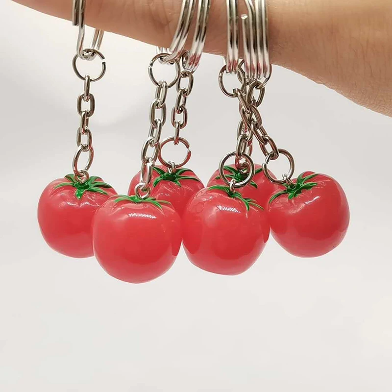 Criativa Simulação Tomate Chaveiro, Resina Bag Pendant, Presente Evento, 1Pc