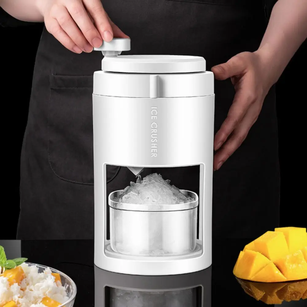 Manual Hand-cranked Shaved Ice Machine Pressure Spring Anti-Slip Design Sharp Ice Shaver DIY Detachable Ice Broken Machine