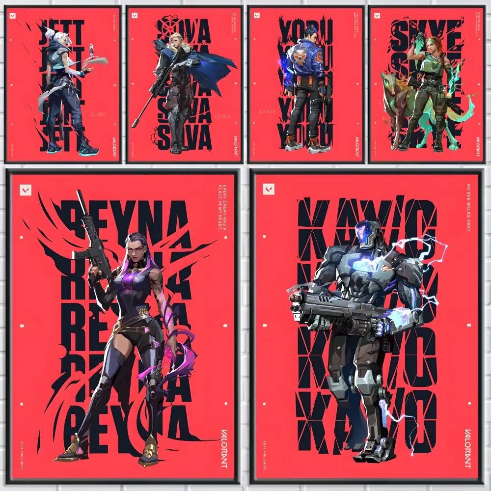 

V-VALORANT Poster Stickers Waterproof HD Painting Wall Art for Bedroom Living Room Home Decor Vintage Aesthetic Decoration Gift