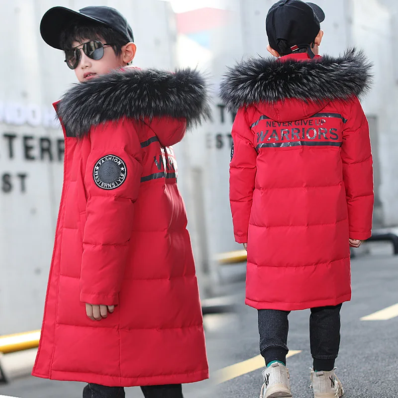 

NEW Children Warm Thicken Clothing Boy Clothes Winter Down Jackets 5-16 years Hooded Parka Faux Fur Coat Kids Teen Snow Snowsuit