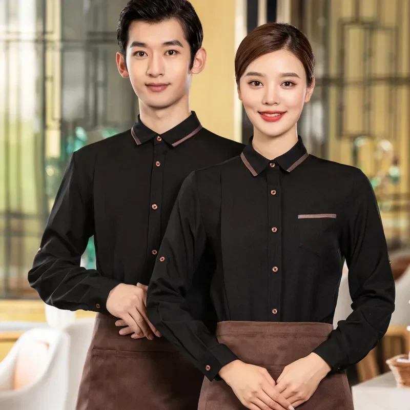 Uniforme de serveur de Restaurant, vêtements de cuisinier de Service alimentaire d'hôtel, vêtements de travail pour Hotpot de restauration, veste à manches longues, salopette de Chef d'hôtel