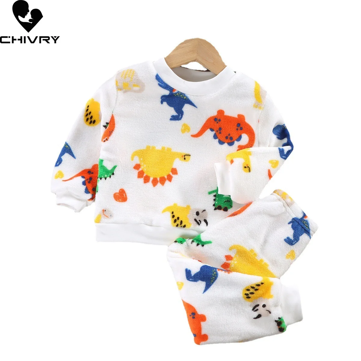 New Autumn Winter Kids Thick Warm Flannel Pajama Sets Baby Boys Girls Cartoon Long Sleeve O-neck Clothing Sets Sleepwear Pyjamas