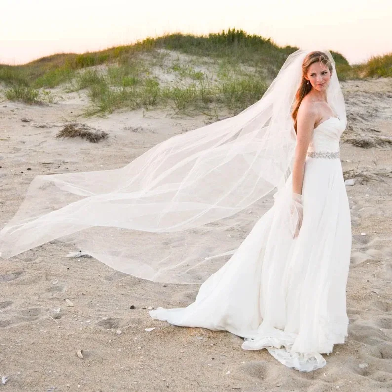 2 Meter eine Schicht langen Hochzeits schleier mit Kamm Elfenbein weiße Braut Voile Mariage Veu de Noiva Hochzeits feier Kopf Zubehör